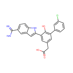 N=C(N)c1ccc2[nH]c(-c3cc(CC(=O)O)cc(-c4cccc(Cl)c4)c3O)cc2c1 ZINC000026376999