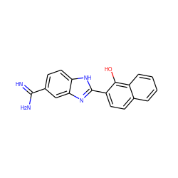 N=C(N)c1ccc2[nH]c(-c3ccc4ccccc4c3O)nc2c1 ZINC000012354857