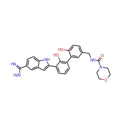 N=C(N)c1ccc2[nH]c(-c3cccc(-c4cc(CNC(=O)N5CCOCC5)ccc4O)c3O)cc2c1 ZINC000034804698