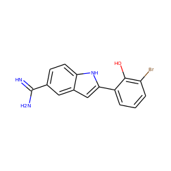 N=C(N)c1ccc2[nH]c(-c3cccc(Br)c3O)cc2c1 ZINC000013863700