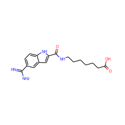 N=C(N)c1ccc2[nH]c(C(=O)NCCCCCCC(=O)O)cc2c1 ZINC000013764902