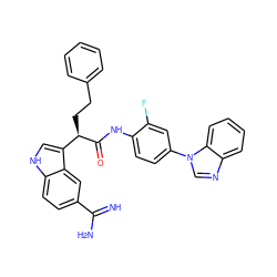 N=C(N)c1ccc2[nH]cc([C@@H](CCc3ccccc3)C(=O)Nc3ccc(-n4cnc5ccccc54)cc3F)c2c1 ZINC000014950775