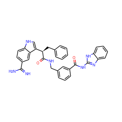 N=C(N)c1ccc2[nH]cc([C@@H](Cc3ccccc3)C(=O)NCc3cccc(C(=O)Nc4nc5ccccc5[nH]4)c3)c2c1 ZINC000014950878