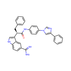 N=C(N)c1ccc2[nH]cc([C@@H](Cc3ccccc3)C(=O)Nc3ccc(-n4cnc(-c5ccccc5)c4)cc3)c2c1 ZINC000014950886