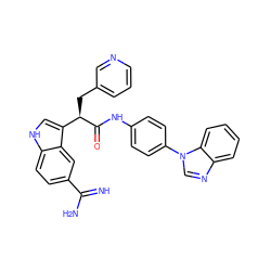 N=C(N)c1ccc2[nH]cc([C@@H](Cc3cccnc3)C(=O)Nc3ccc(-n4cnc5ccccc54)cc3)c2c1 ZINC000014950808