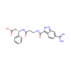 N=C(N)c1ccc2c(C(=O)NCCC(=O)N[C@@H](CC(=O)O)c3ccccc3)[nH]nc2c1 ZINC000013776211