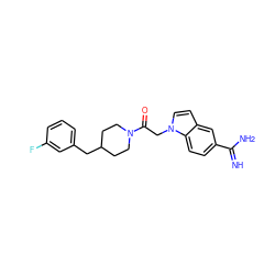 N=C(N)c1ccc2c(ccn2CC(=O)N2CCC(Cc3cccc(F)c3)CC2)c1 ZINC000028005947