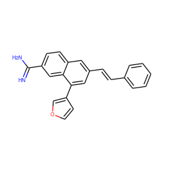 N=C(N)c1ccc2cc(/C=C/c3ccccc3)cc(-c3ccoc3)c2c1 ZINC000028364925