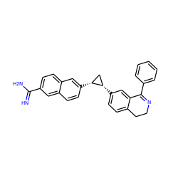 N=C(N)c1ccc2cc([C@@H]3C[C@@H]3c3ccc4c(c3)C(c3ccccc3)=NCC4)ccc2c1 ZINC000028366410