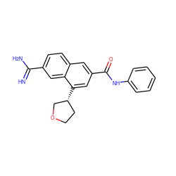 N=C(N)c1ccc2cc(C(=O)Nc3ccccc3)cc([C@@H]3CCOC3)c2c1 ZINC000026835717