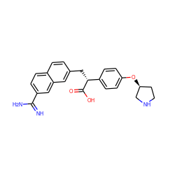 N=C(N)c1ccc2ccc(C[C@@H](C(=O)O)c3ccc(O[C@H]4CCNC4)cc3)cc2c1 ZINC000013735929