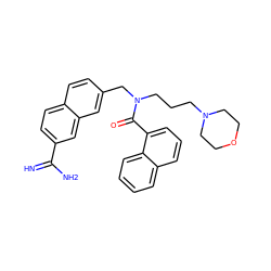 N=C(N)c1ccc2ccc(CN(CCCN3CCOCC3)C(=O)c3cccc4ccccc34)cc2c1 ZINC000028524841