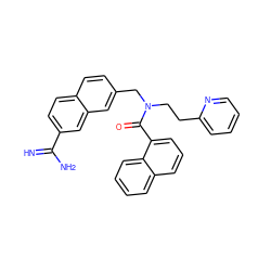 N=C(N)c1ccc2ccc(CN(CCc3ccccn3)C(=O)c3cccc4ccccc34)cc2c1 ZINC000028525520