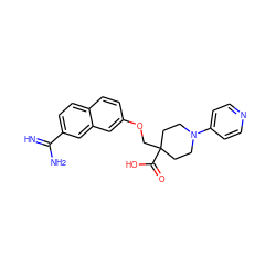 N=C(N)c1ccc2ccc(OCC3(C(=O)O)CCN(c4ccncc4)CC3)cc2c1 ZINC000013644405