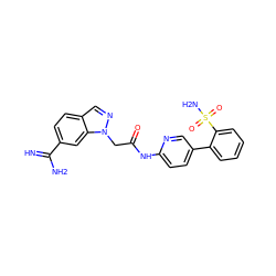 N=C(N)c1ccc2cnn(CC(=O)Nc3ccc(-c4ccccc4S(N)(=O)=O)cn3)c2c1 ZINC000013835130