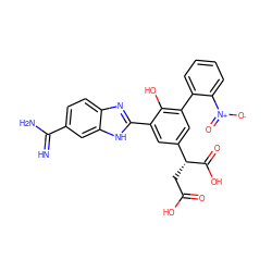 N=C(N)c1ccc2nc(-c3cc([C@@H](CC(=O)O)C(=O)O)cc(-c4ccccc4[N+](=O)[O-])c3O)[nH]c2c1 ZINC000014955449