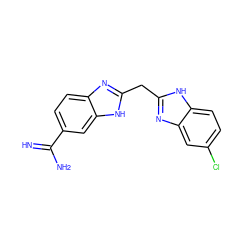 N=C(N)c1ccc2nc(Cc3nc4cc(Cl)ccc4[nH]3)[nH]c2c1 ZINC000028569593