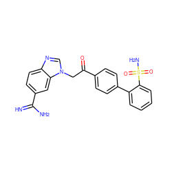 N=C(N)c1ccc2ncn(CC(=O)c3ccc(-c4ccccc4S(N)(=O)=O)cc3)c2c1 ZINC000013835116