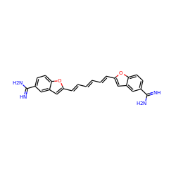 N=C(N)c1ccc2oc(/C=C/C=C/C=C/c3cc4cc(C(=N)N)ccc4o3)cc2c1 ZINC000001995717