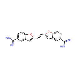 N=C(N)c1ccc2oc(/C=C/c3cc4cc(C(=N)N)ccc4o3)cc2c1 ZINC000001763406