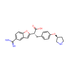 N=C(N)c1ccc2oc([C@@H](Cc3ccc(O[C@H]4CCNC4)cc3)C(=O)O)cc2c1 ZINC000013735952