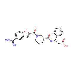 N=C(N)c1ccc2oc(C(=O)N3CCC[C@@H](C(=O)N[C@@H](CC(=O)O)c4ccccc4)C3)cc2c1 ZINC000013776145