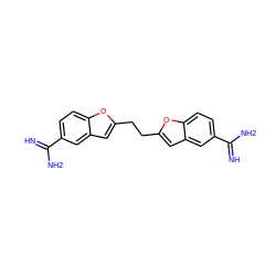 N=C(N)c1ccc2oc(CCc3cc4cc(C(=N)N)ccc4o3)cc2c1 ZINC000001844863