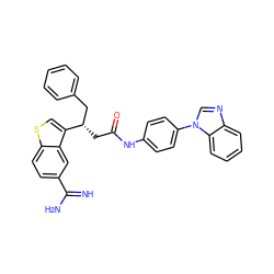 N=C(N)c1ccc2scc([C@@H](CC(=O)Nc3ccc(-n4cnc5ccccc54)cc3)Cc3ccccc3)c2c1 ZINC000014950930