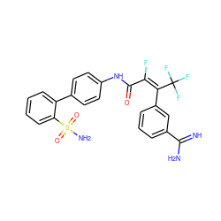 N=C(N)c1cccc(/C(=C(/F)C(=O)Nc2ccc(-c3ccccc3S(N)(=O)=O)cc2)C(F)(F)F)c1 ZINC000013442390