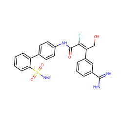 N=C(N)c1cccc(/C(CO)=C(/F)C(=O)Nc2ccc(-c3ccccc3S(N)(=O)=O)cc2)c1 ZINC000013442384