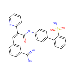 N=C(N)c1cccc(/C=C(\C(=O)Nc2ccc(-c3ccccc3S(N)(=O)=O)cc2)c2ccccn2)c1 ZINC000013442372