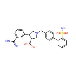 N=C(N)c1cccc([C@@H]2CN(Cc3ccc(-c4ccccc4S(N)(=O)=O)cc3)C[C@@H]2C(=O)O)c1 ZINC000028223480