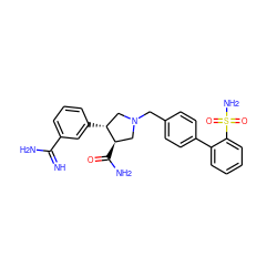 N=C(N)c1cccc([C@@H]2CN(Cc3ccc(-c4ccccc4S(N)(=O)=O)cc3)C[C@H]2C(N)=O)c1 ZINC000001903118