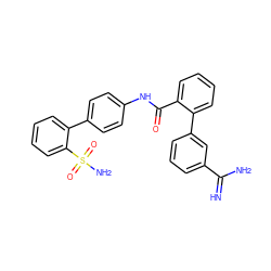 N=C(N)c1cccc(-c2ccccc2C(=O)Nc2ccc(-c3ccccc3S(N)(=O)=O)cc2)c1 ZINC000003815587