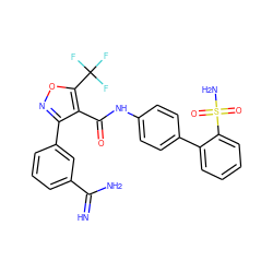 N=C(N)c1cccc(-c2noc(C(F)(F)F)c2C(=O)Nc2ccc(-c3ccccc3S(N)(=O)=O)cc2)c1 ZINC000027747661