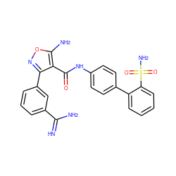 N=C(N)c1cccc(-c2noc(N)c2C(=O)Nc2ccc(-c3ccccc3S(N)(=O)=O)cc2)c1 ZINC000027749780