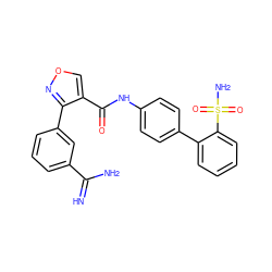 N=C(N)c1cccc(-c2nocc2C(=O)Nc2ccc(-c3ccccc3S(N)(=O)=O)cc2)c1 ZINC000002003646