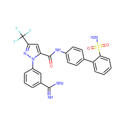 N=C(N)c1cccc(-n2nc(C(F)(F)F)cc2C(=O)Nc2ccc(-c3ccccc3S(N)(=O)=O)cc2)c1 ZINC000027653452