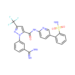 N=C(N)c1cccc(-n2nc(C(F)(F)F)cc2C(=O)Nc2ccc(-c3ccccc3S(N)(=O)=O)cn2)c1 ZINC000027645152