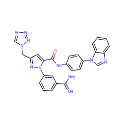 N=C(N)c1cccc(-n2nc(Cn3cnnn3)cc2C(=O)Nc2ccc(-n3cnc4ccccc43)cc2)c1 ZINC000014950710