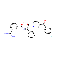 N=C(N)c1cccc(C(=O)N[C@@H](C(=O)N2CCC(C(=O)c3ccc(F)cc3)CC2)c2ccccc2)c1 ZINC000027851296