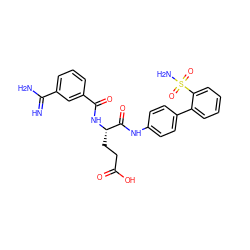 N=C(N)c1cccc(C(=O)N[C@@H](CCC(=O)O)C(=O)Nc2ccc(-c3ccccc3S(N)(=O)=O)cc2)c1 ZINC000026741538