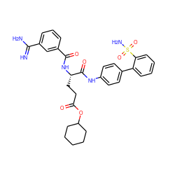 N=C(N)c1cccc(C(=O)N[C@@H](CCC(=O)OC2CCCCC2)C(=O)Nc2ccc(-c3ccccc3S(N)(=O)=O)cc2)c1 ZINC000026748912