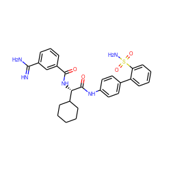 N=C(N)c1cccc(C(=O)N[C@H](C(=O)Nc2ccc(-c3ccccc3S(N)(=O)=O)cc2)C2CCCCC2)c1 ZINC000026742977