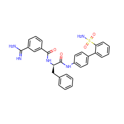 N=C(N)c1cccc(C(=O)N[C@H](Cc2ccccc2)C(=O)Nc2ccc(-c3ccccc3S(N)(=O)=O)cc2)c1 ZINC000026745191