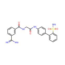 N=C(N)c1cccc(C(=O)NCC(=O)Nc2ccc(-c3ccccc3S(N)(=O)=O)cc2)c1 ZINC000026738679