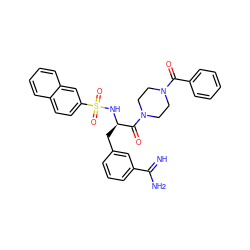 N=C(N)c1cccc(C[C@@H](NS(=O)(=O)c2ccc3ccccc3c2)C(=O)N2CCN(C(=O)c3ccccc3)CC2)c1 ZINC000026838502