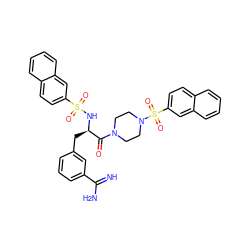 N=C(N)c1cccc(C[C@@H](NS(=O)(=O)c2ccc3ccccc3c2)C(=O)N2CCN(S(=O)(=O)c3ccc4ccccc4c3)CC2)c1 ZINC000026839660