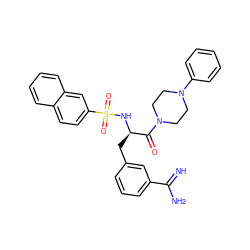 N=C(N)c1cccc(C[C@@H](NS(=O)(=O)c2ccc3ccccc3c2)C(=O)N2CCN(c3ccccc3)CC2)c1 ZINC000026833218