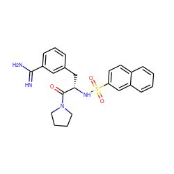 N=C(N)c1cccc(C[C@H](NS(=O)(=O)c2ccc3ccccc3c2)C(=O)N2CCCC2)c1 ZINC000003834155